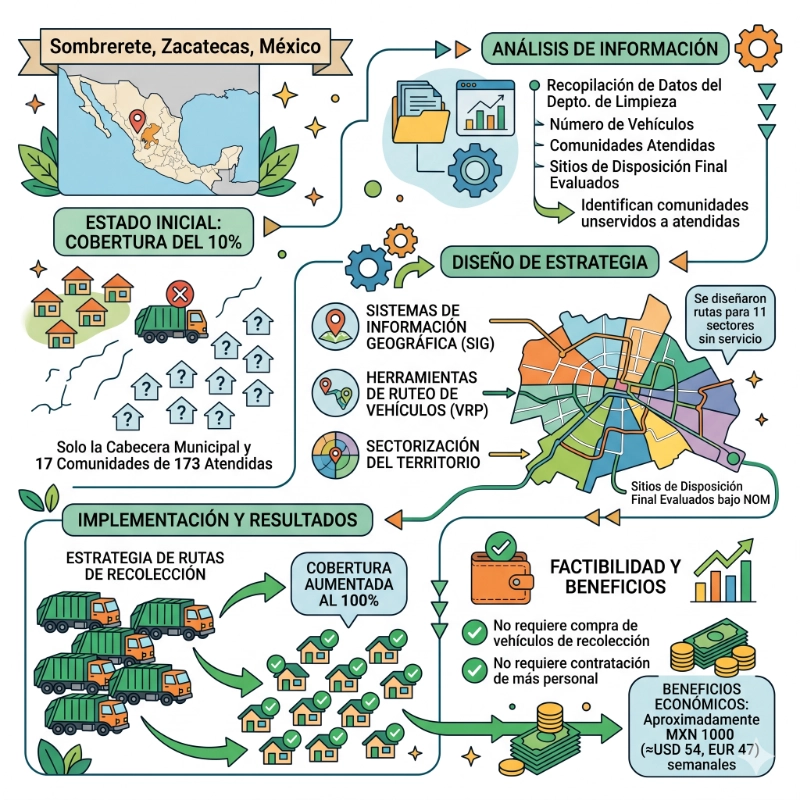 Design of a strategy to provide the collection service of urban solid waste in communities without it: A case study of Mexico